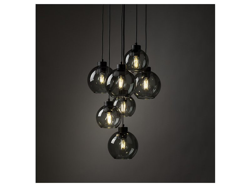Lampa wisząca Cubus 7-punktowa szklana grafitowa