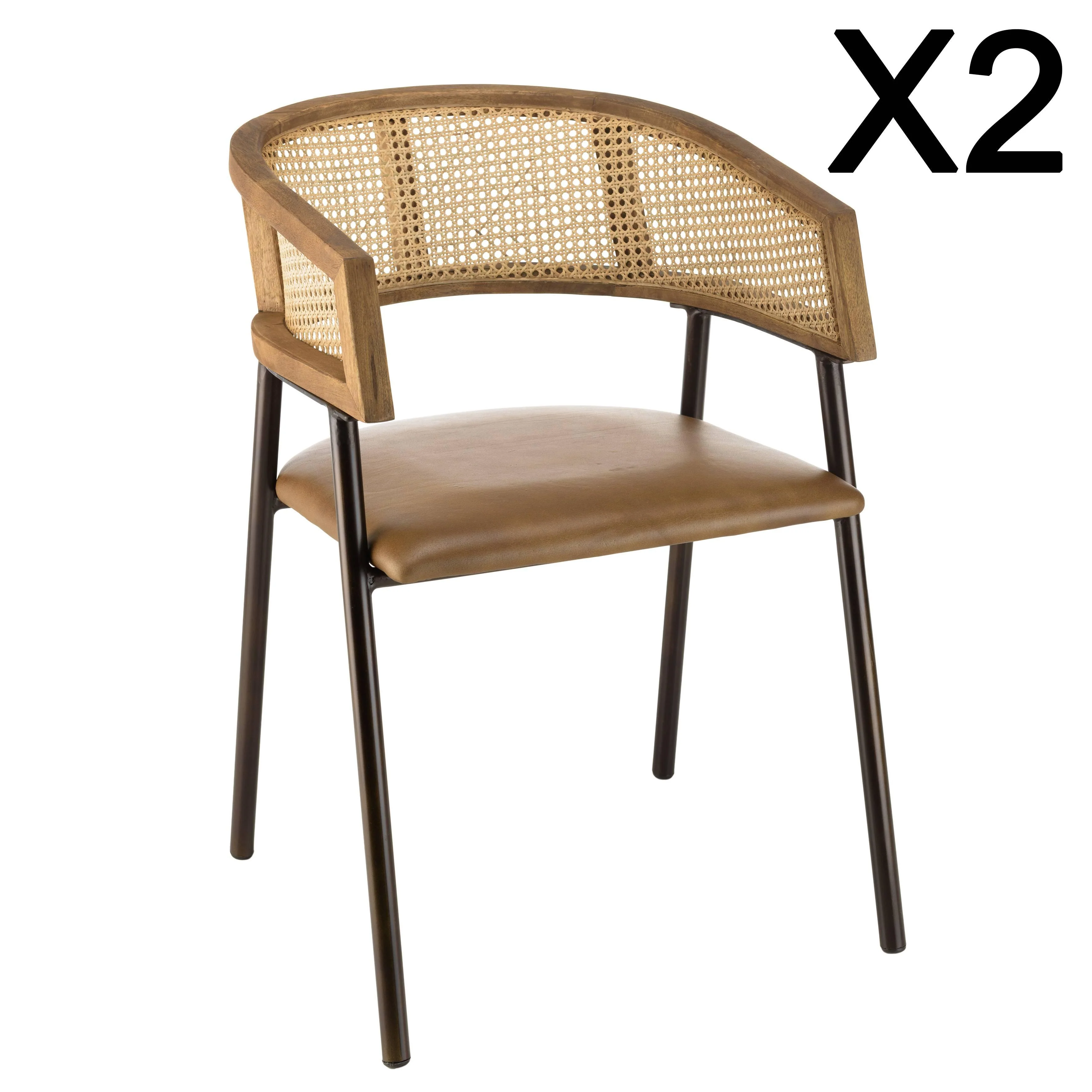 Set van 2 eetkamerstoelen Marca leer