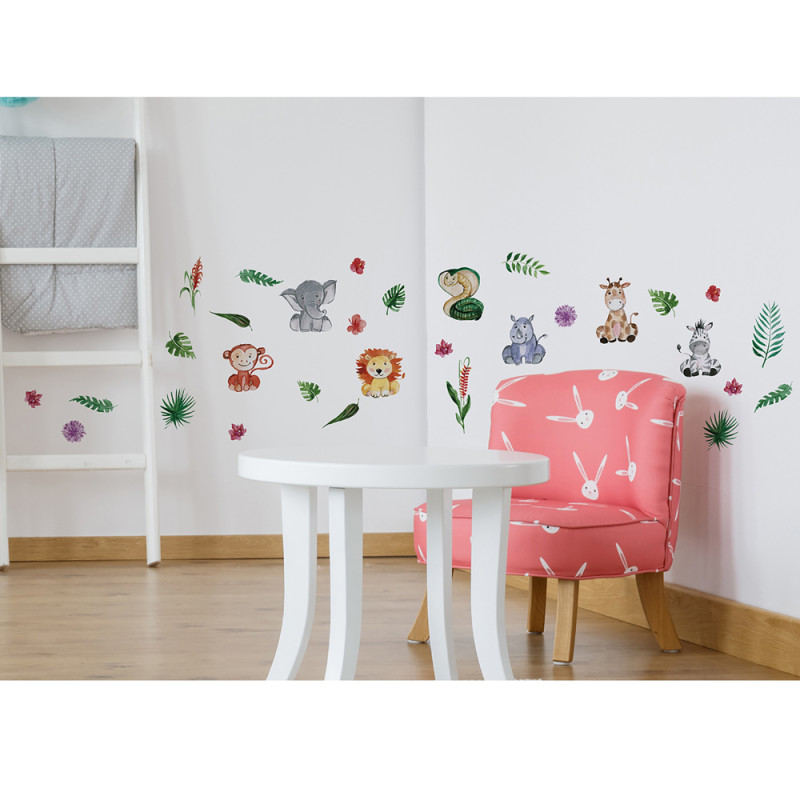 Planche de stickers Bébés animaux de la jungle 24 x68 cm