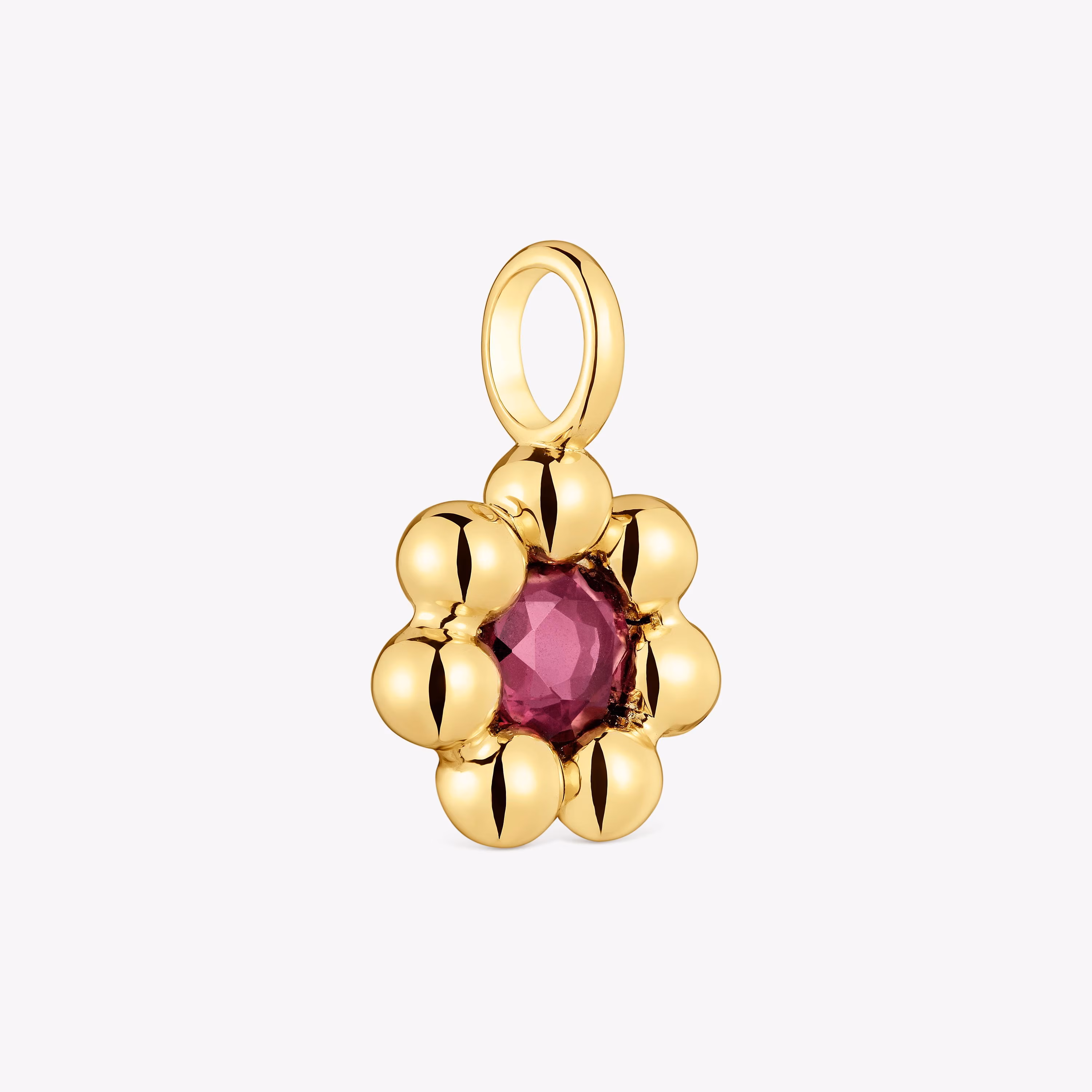 Colgante pequeño flor con baño de oro 18 kt sobre plata y rodolita Sugar Party