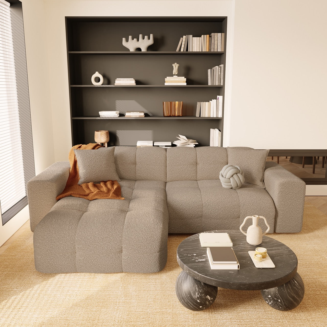 Hoekbanken links MAEL 5 personen Bouclette stof Mol