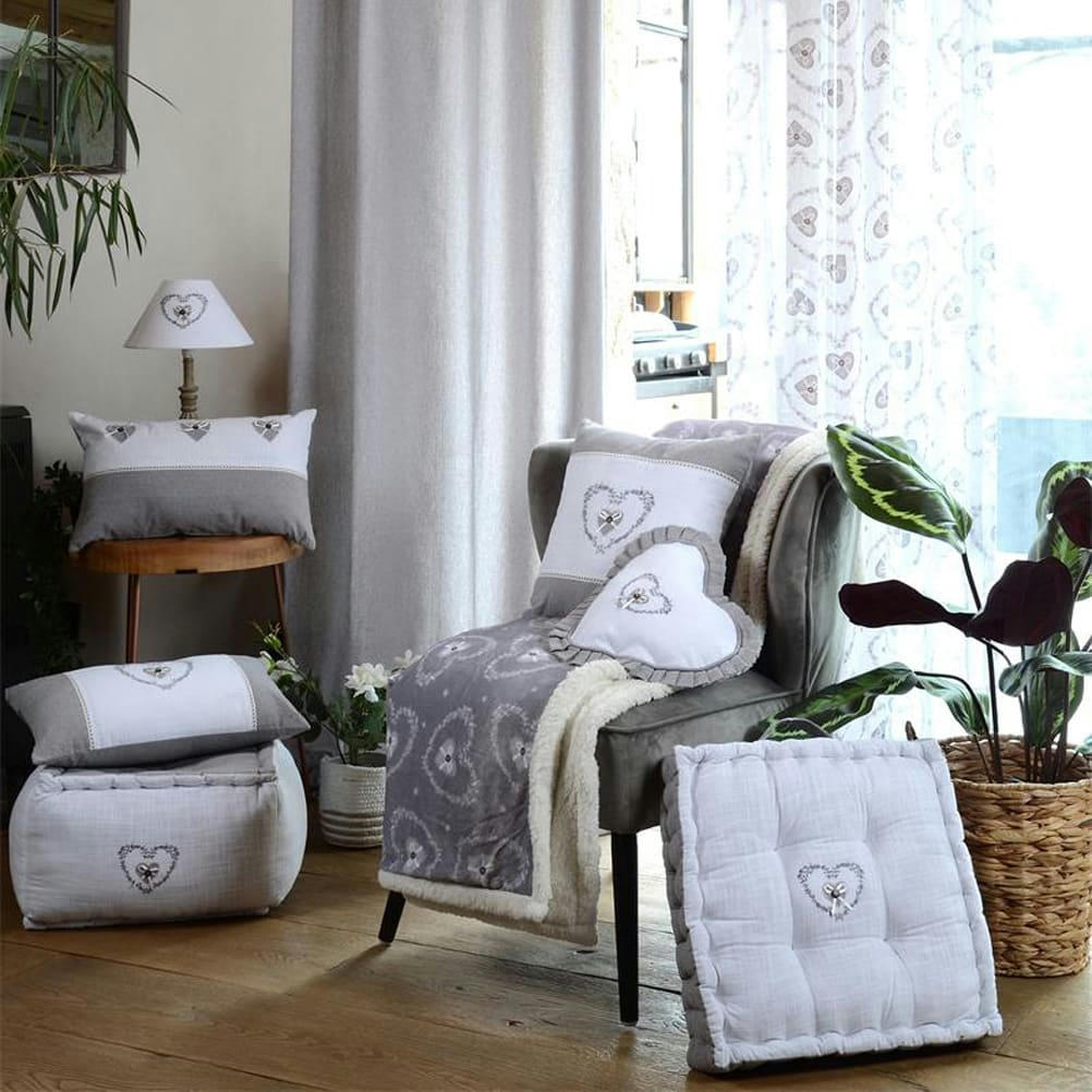 PAULINE - Coussin de sol coton gris 45x45cm