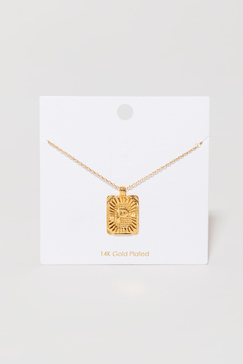 Initial ID Tag Pendant Necklace