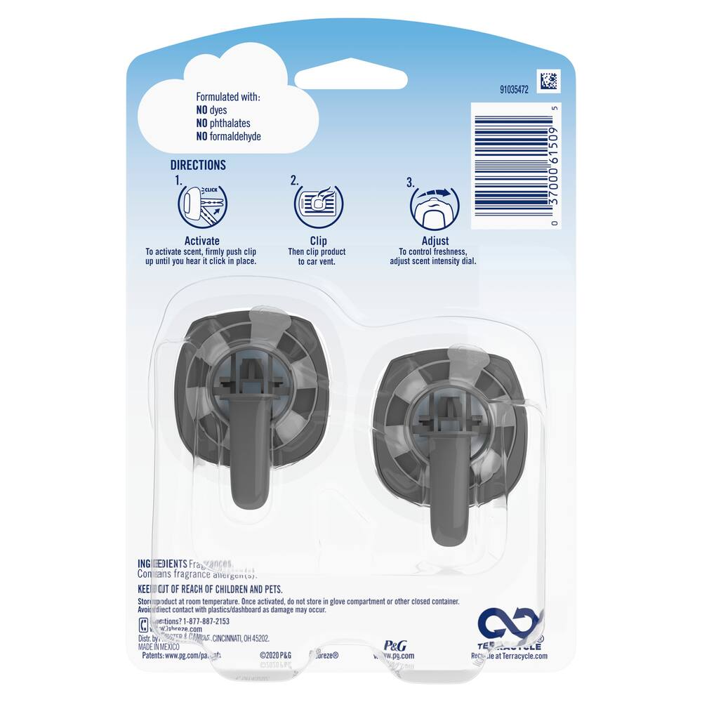 Febreze LIGHT Odor-Fighting Car Freshener Vent Clip Lavender, 2 mL, 2 Count