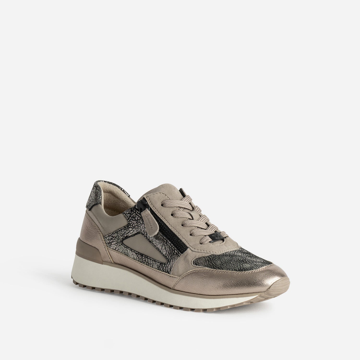 Tennis CAPRICE taupe, doré et argent