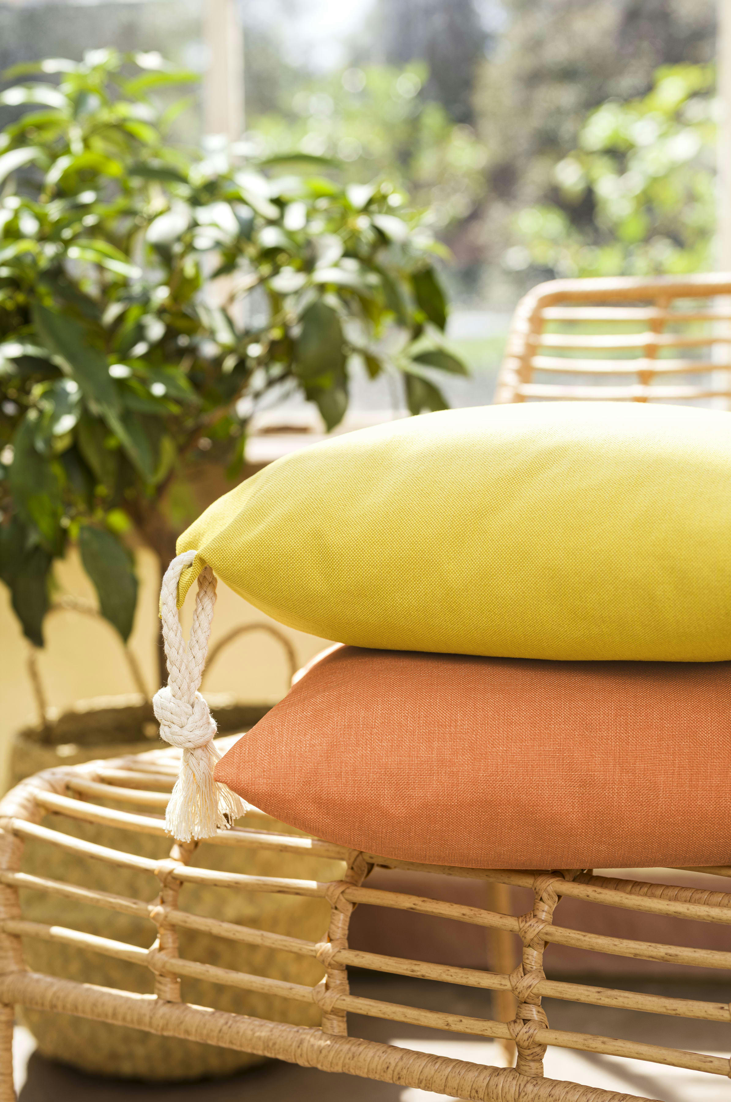 CAPRI - Housses de coussin extérieur avec corde jaune - Lot de 2 - 50x30