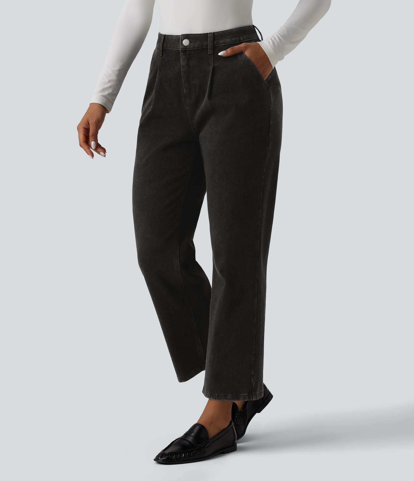 Halara Flex™ Jean droit casual 7/8 taille haute avec poches