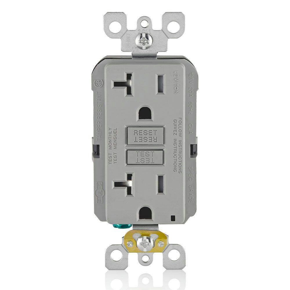 Leviton GFTR2-772 Self-Test SmartlockPro GFCI NEMA 5-20R Receptacle, 20A, 125V, Self-Grounding Clip, White