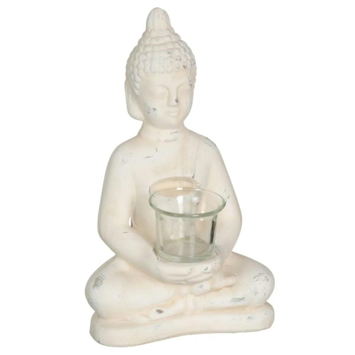 - Porte Bougie Bouddha en terre cuite