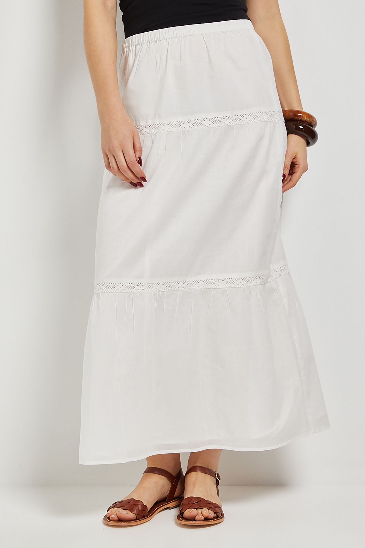 Dorothy Perkins Lace Insert Cotton Midi Skirt