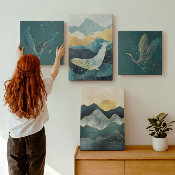 Obraz canvas 4 częściowy Góry żurawie |40x40, 40x60| Wallfluent