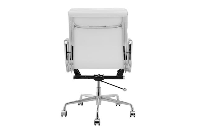 NNEKG Replica Eames Group Standard Aluminium Padded Low Back Office Chair (White Leather)