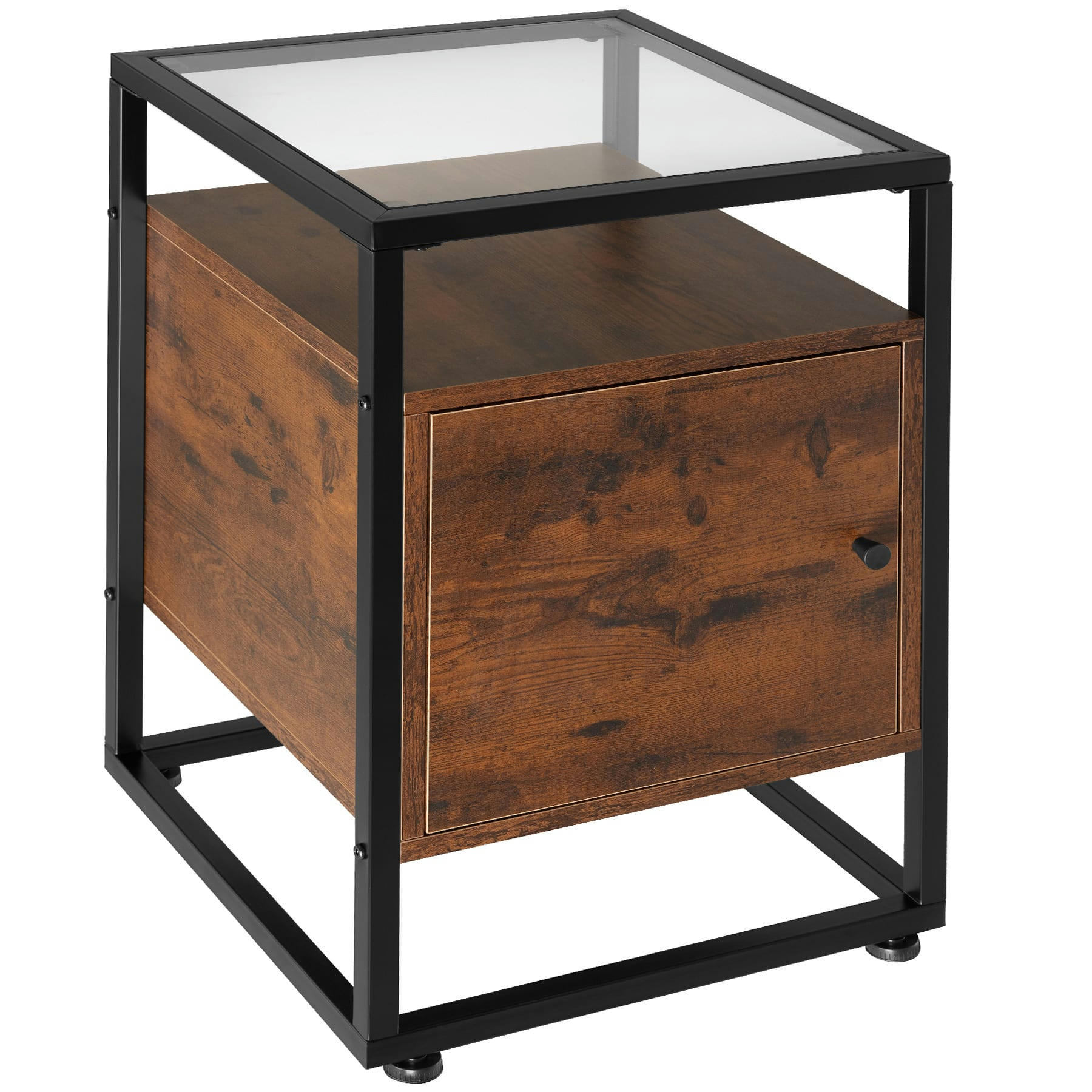 TT - Table de chevet Style industriel Bois foncé industriel, rustique