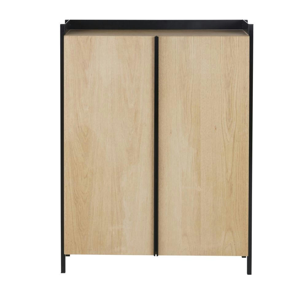 Mudo - Buffet haut 2 portes en métal marron et noir