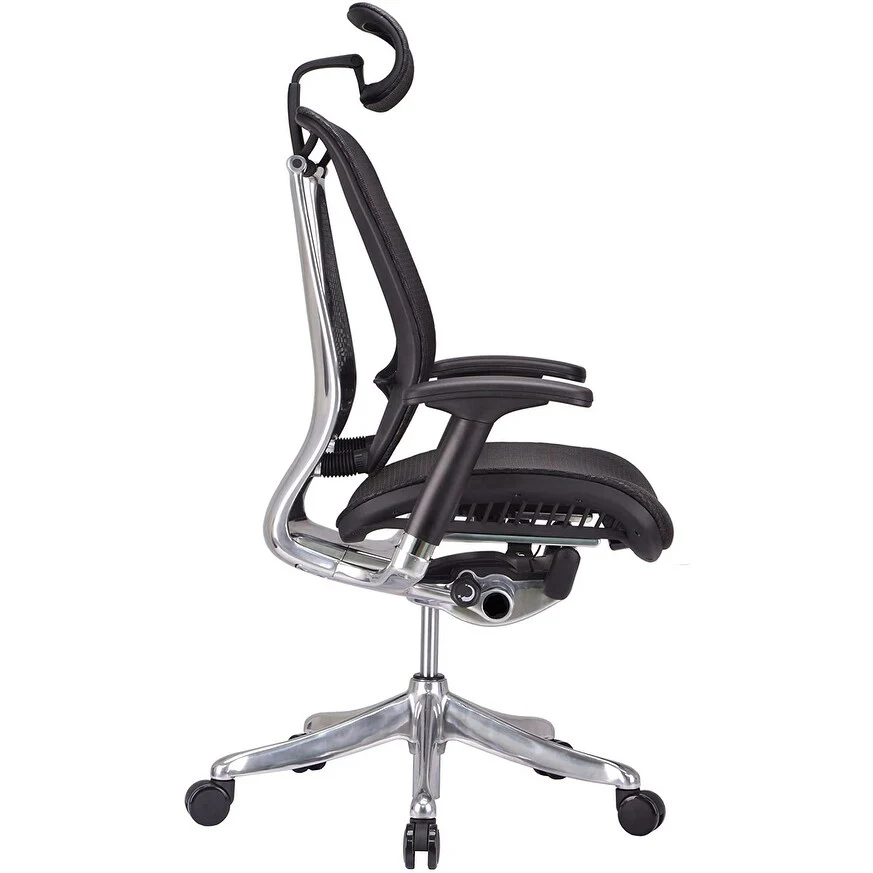 GM Seating Enklave XL Mesh Executive Hi Swivel Chair Chrome Base with Headrest, Black