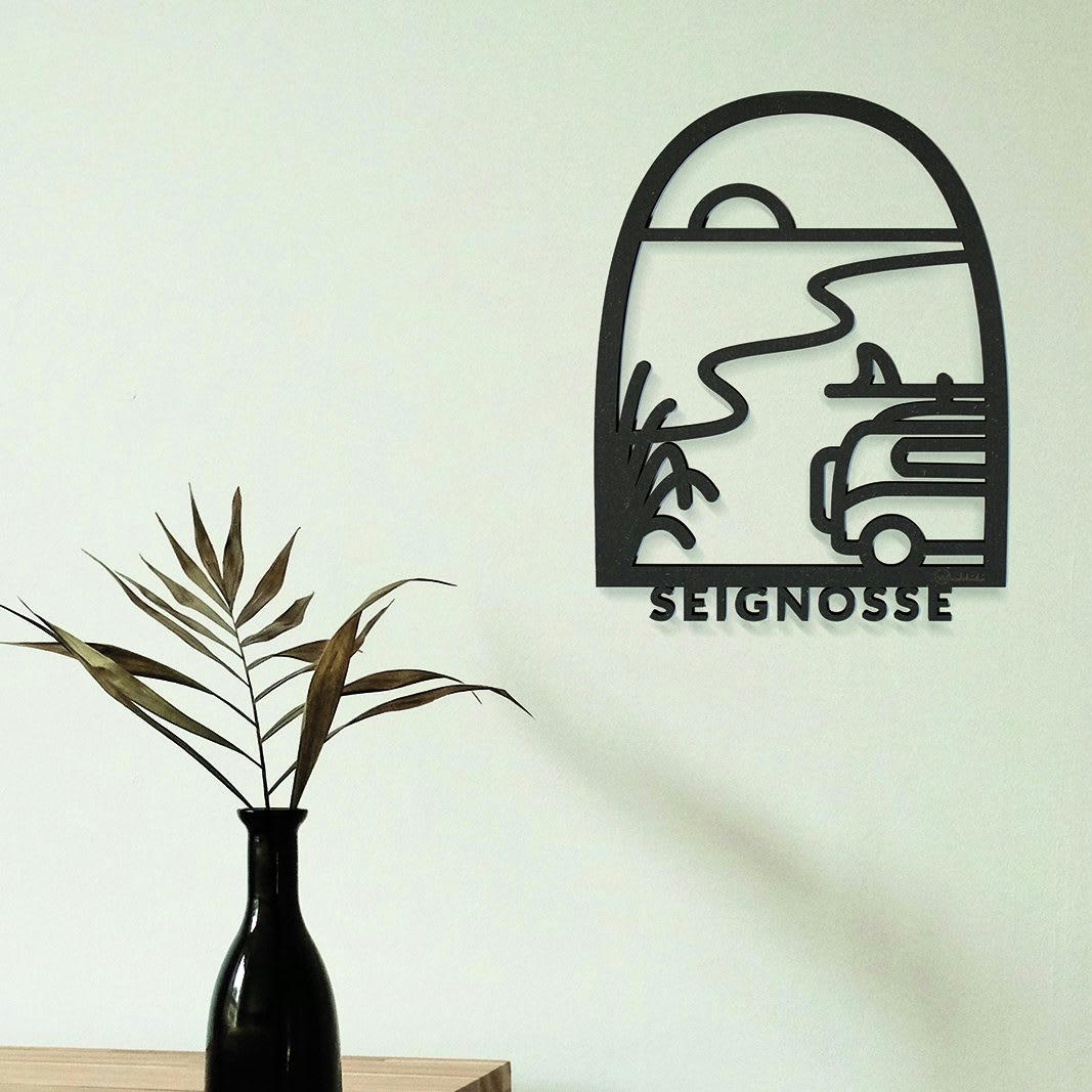 SEIGNOSSE - Tableau en bois noir Seignosse 28x37,5cm