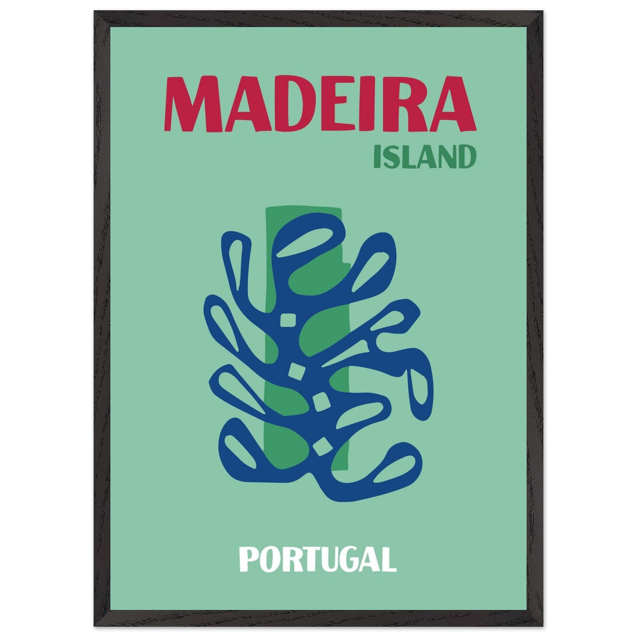Artfulprints Poster met Lijst Portugal - Madeira  - 50x70 cm - Groen