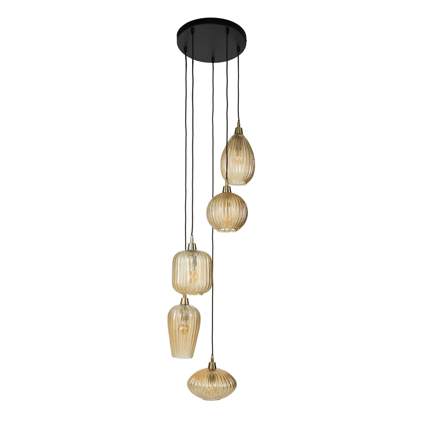 Giga Meubel Hanglamp V-Shape Pattern - Amber - 5-Lichts - 40x40x180cm
