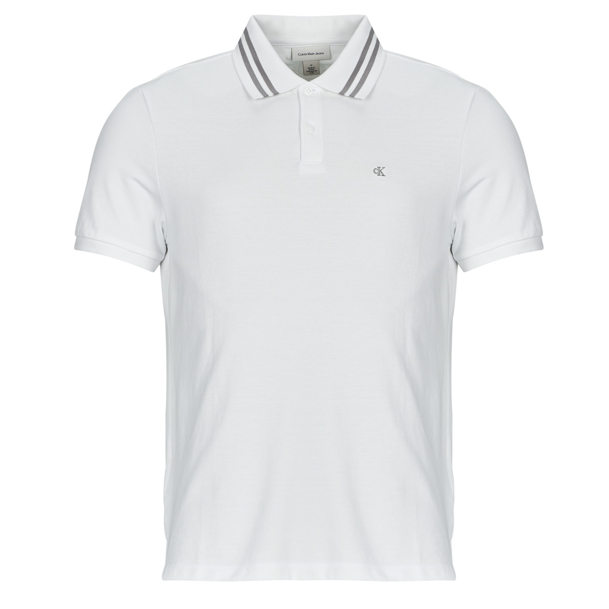 Calvin Klein Jeans - SS MONOGRAM PIQUE TIPPED POLO - White