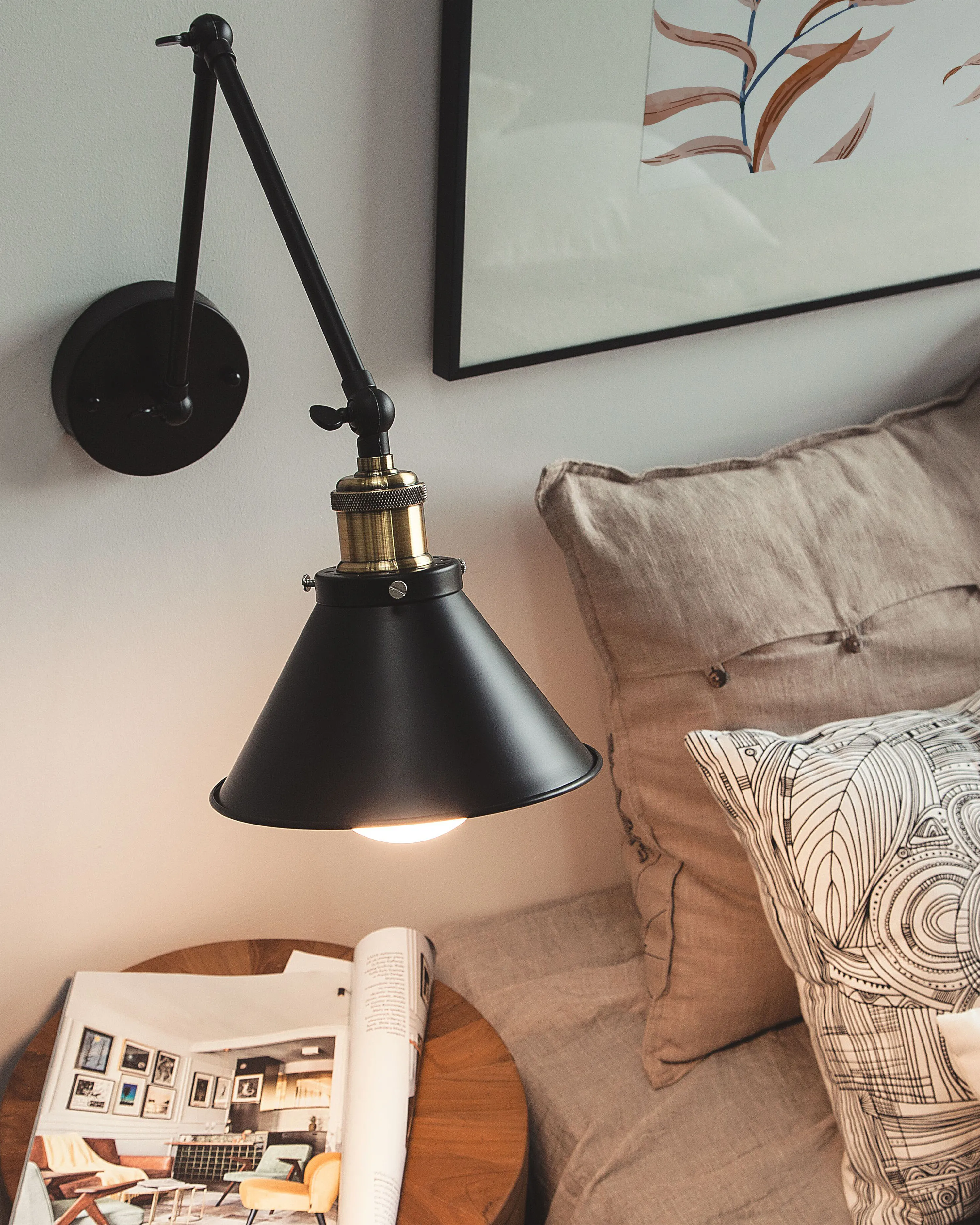 Set of 2 Wall Lamps NARVA Adjustable Metal Black