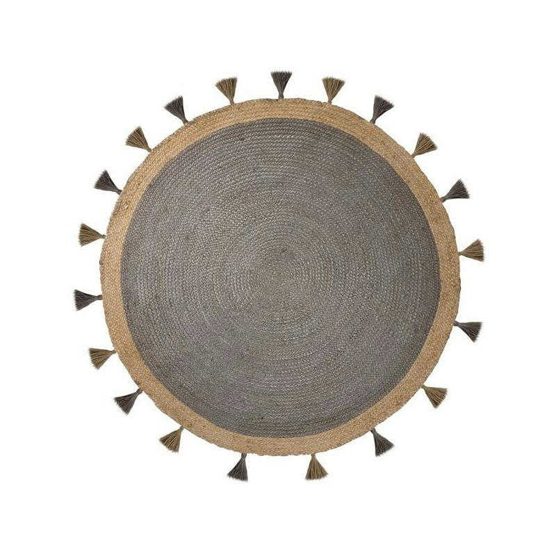 LUNARA - Tapis d'entrée en jute rond gris Diam. 150
