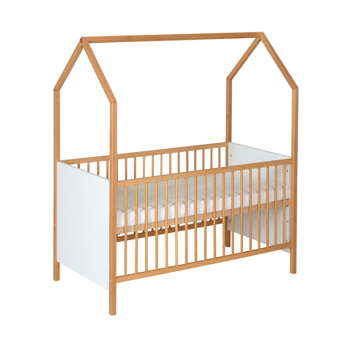 VENICE - Lit cabane évolutif 70 x 140 cm blanc et huile