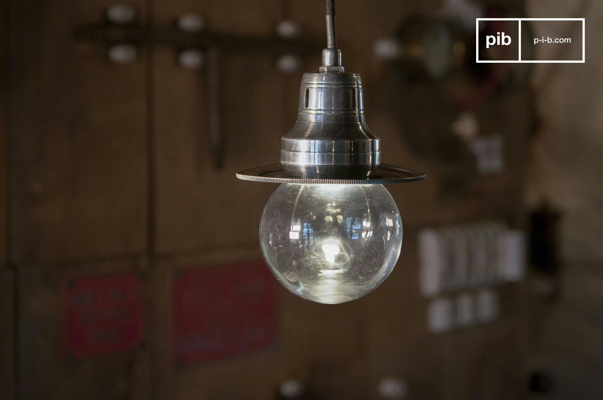 CHARLIE - Lampe suspendue en métal argenté