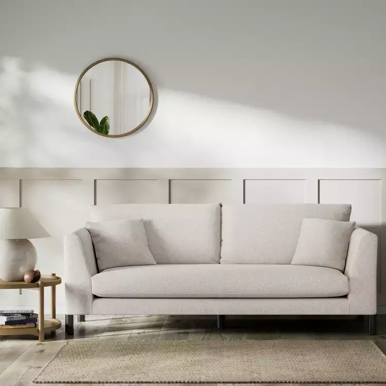 Habitat Aston Fabric 3 Seater Sofa - Natural - Black Leg