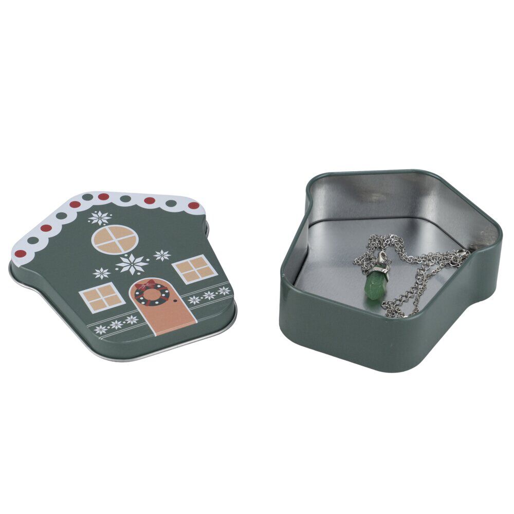 BoÎte cadeau métal forme maison motif No&euml;l 9xH11cm (3 modèles)