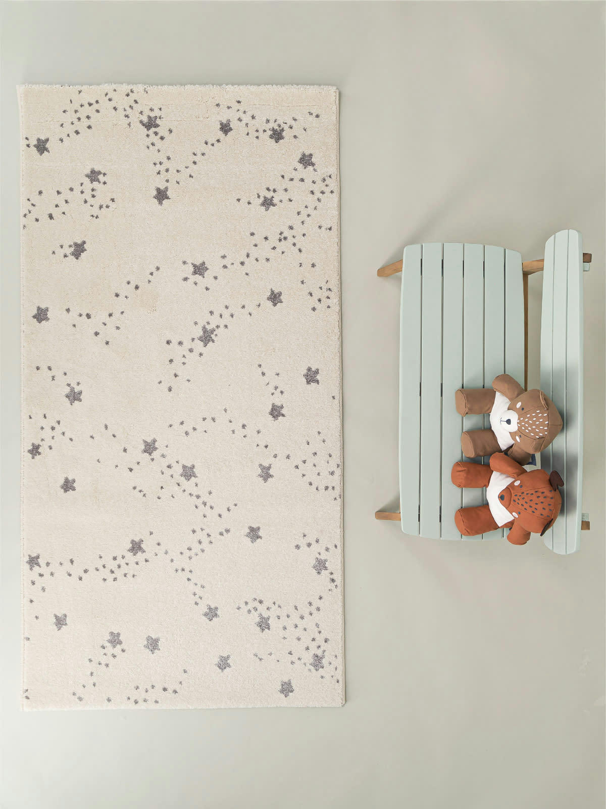 STARS - Tapis enfant constellation d'etoiles gris 120x170, OEKO-TEX®
