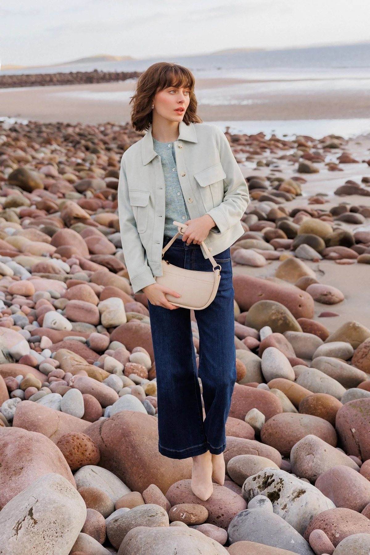 Suedette Shacket in Mint