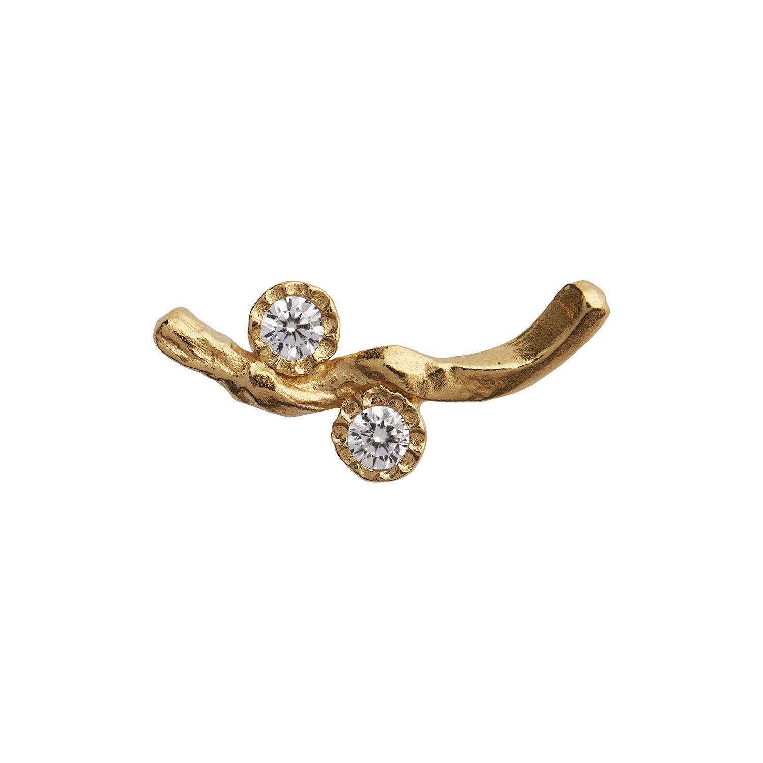 Flow Earring with Two Stones Single, gold