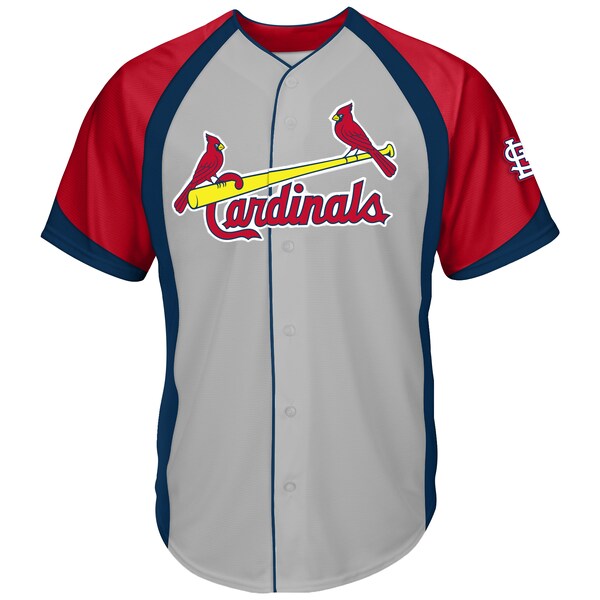St. Louis Cardinals Big & Tall Colorblock Full-Snap Jersey - Gray/Red
