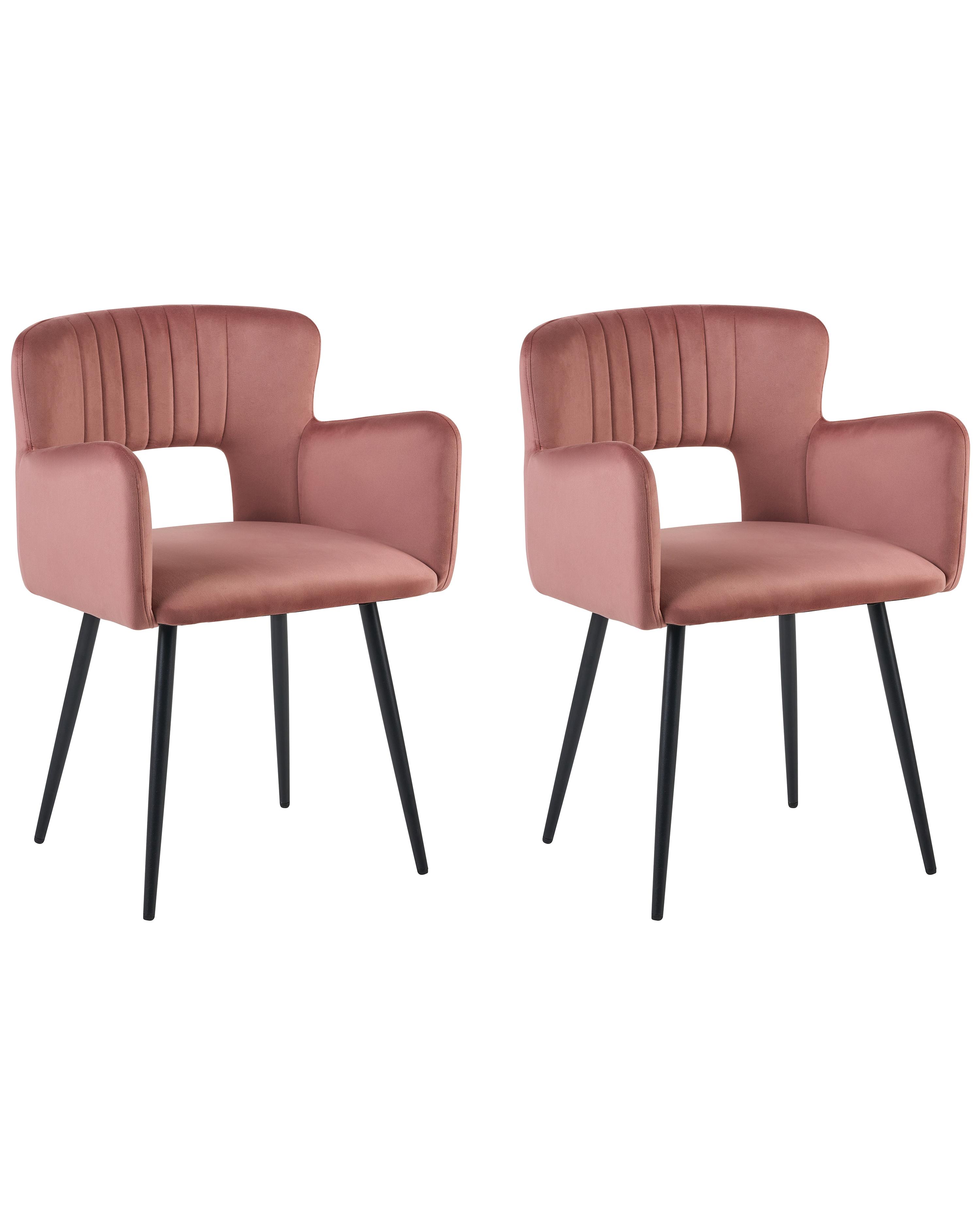 Set of 2 Dining Chairs SANILAC Velvet Pastel Pink