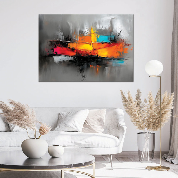 Feeby Obraz na płótnie, Abstrakcja Kolorowa na szarym tle 60x40