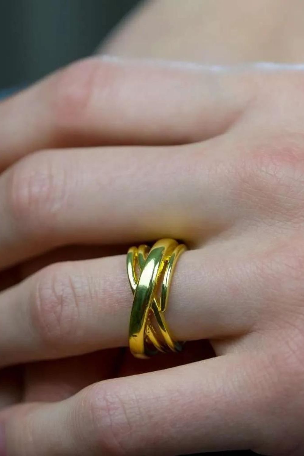 The Colourful Aura 925 Silver Stackable Adjustable Chunky Cross Band Cuff Ring