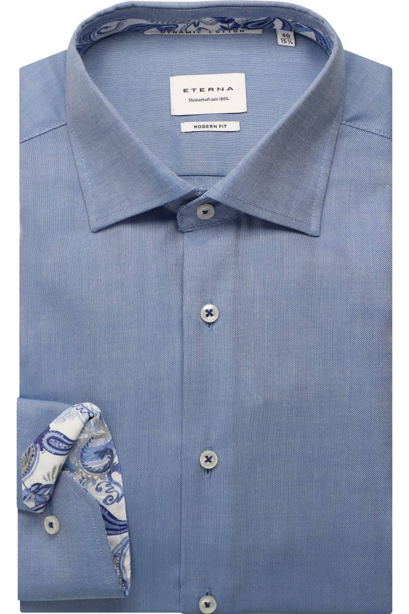 ETERNA Modern Fit Hemd blau, Strukturiert (extra langer Arm)