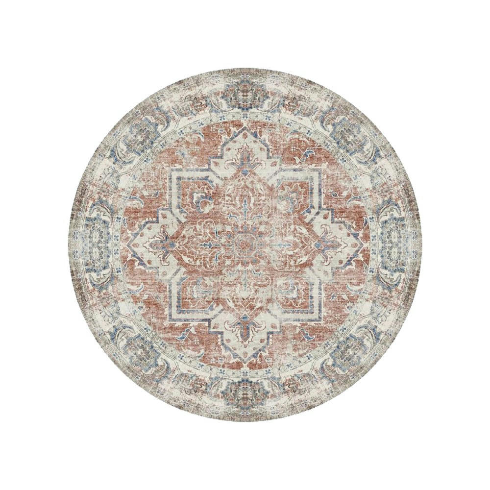 HAVANA IV - Tapis rond en chenille orange / bleu D200 cm
