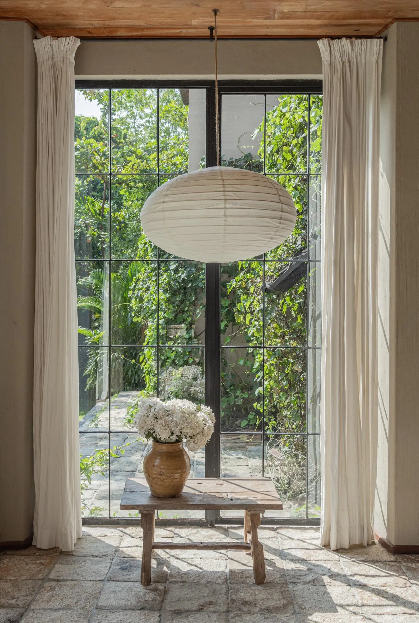 Off-White Linen Oval Pendant Light: Dome Handmade Ceiling Lamp Shade | Modern Farmhouse Boho Decor