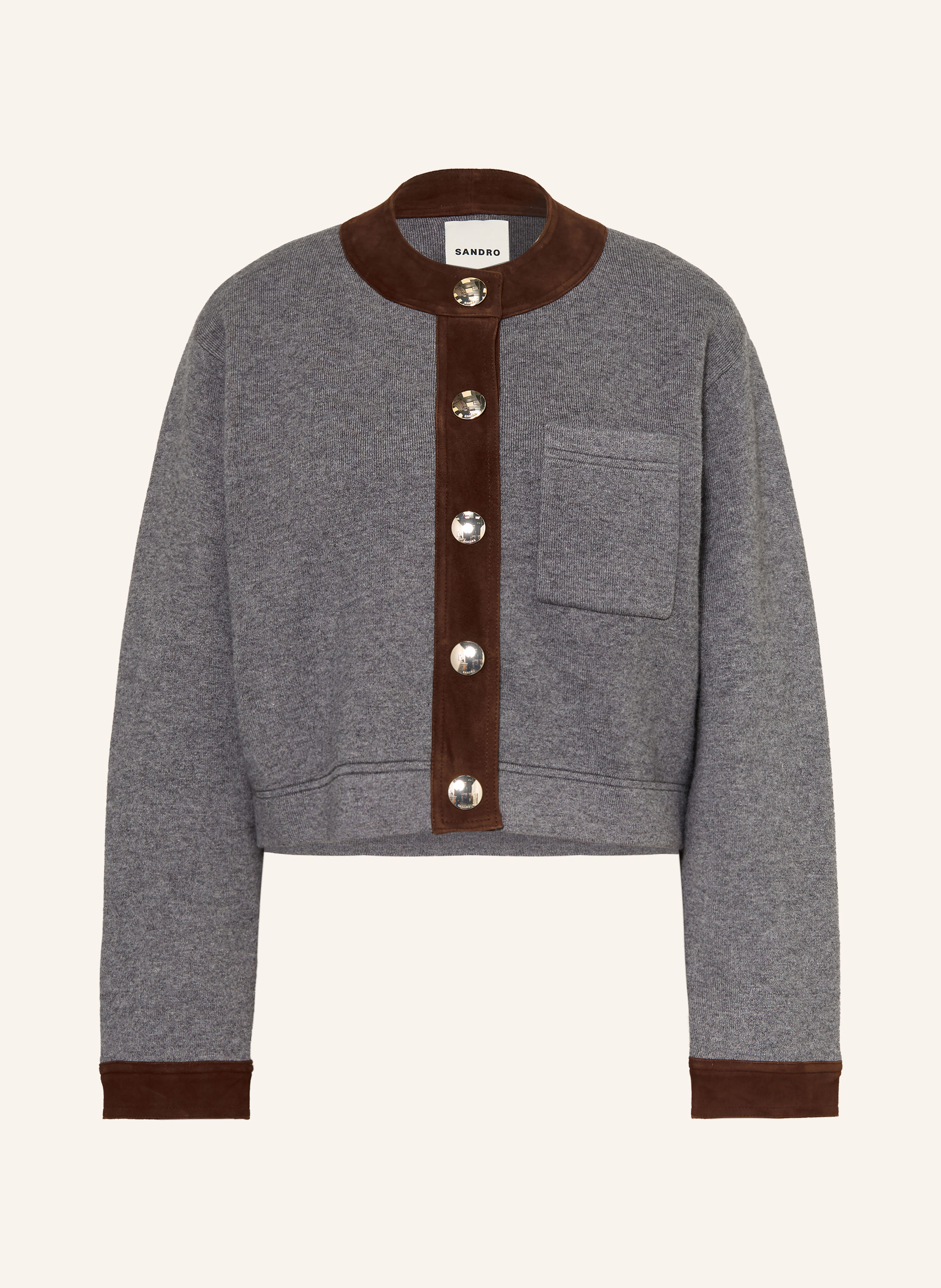 SANDRO Strickjacke im Materialmix