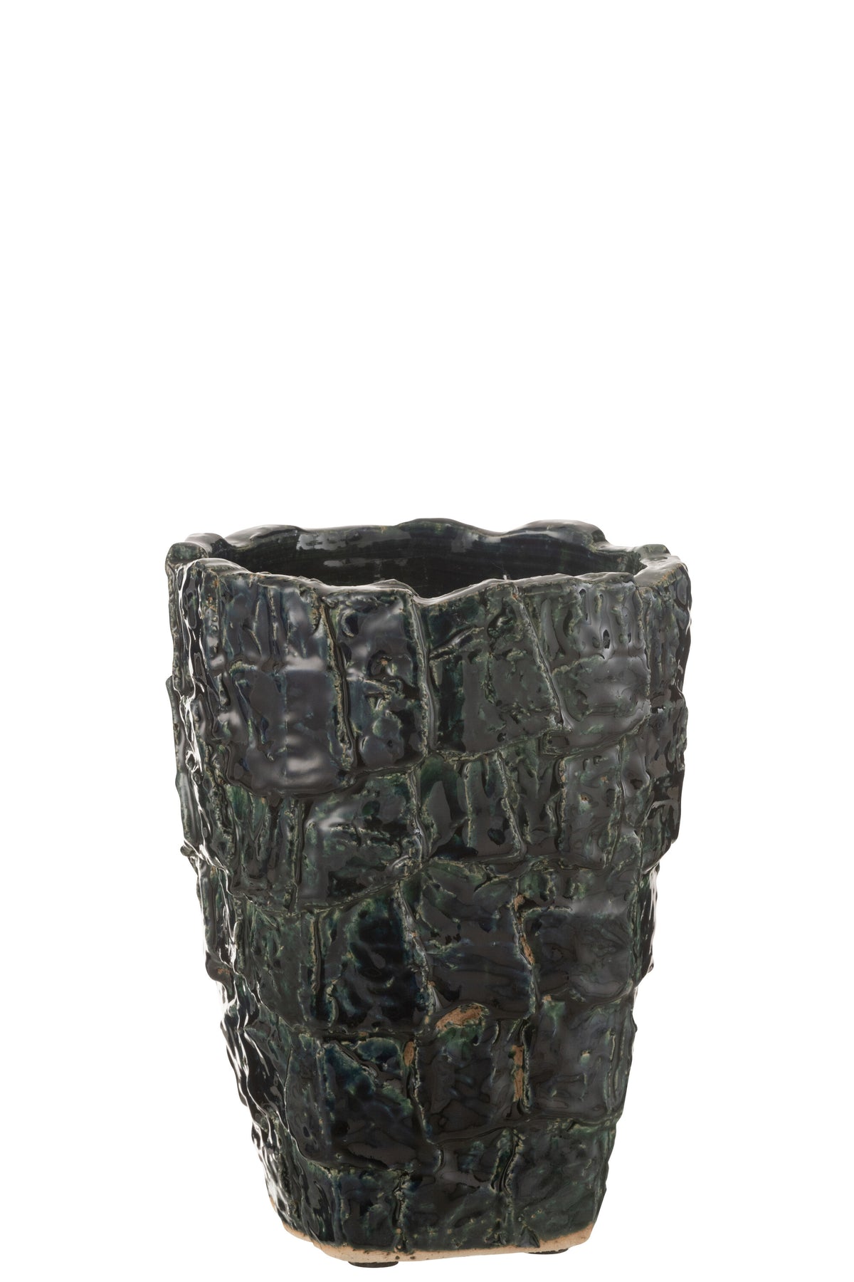 J-Line vaas Aoki - keramiek - benzine groen - medium