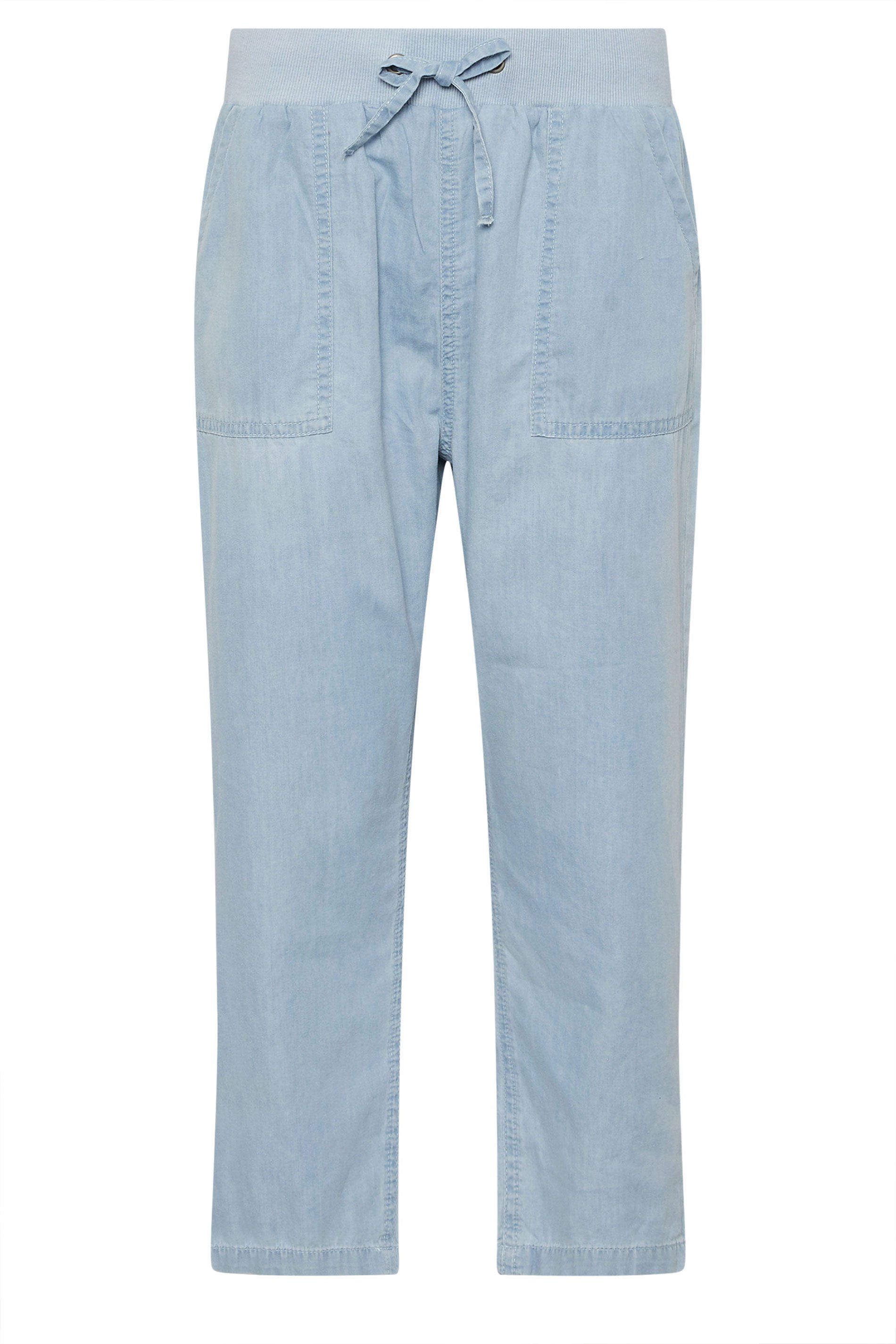 M&Co Light Wash Drawstring Cropped Trousers