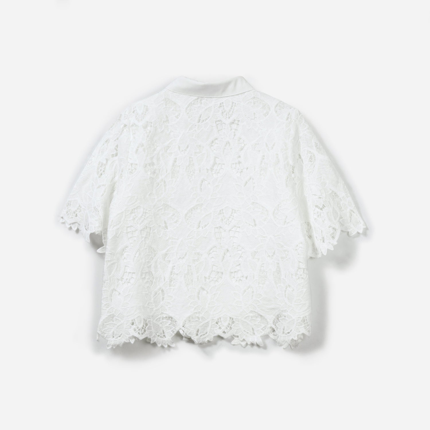 Chemise manches courtes TEXTO blanche dentelle