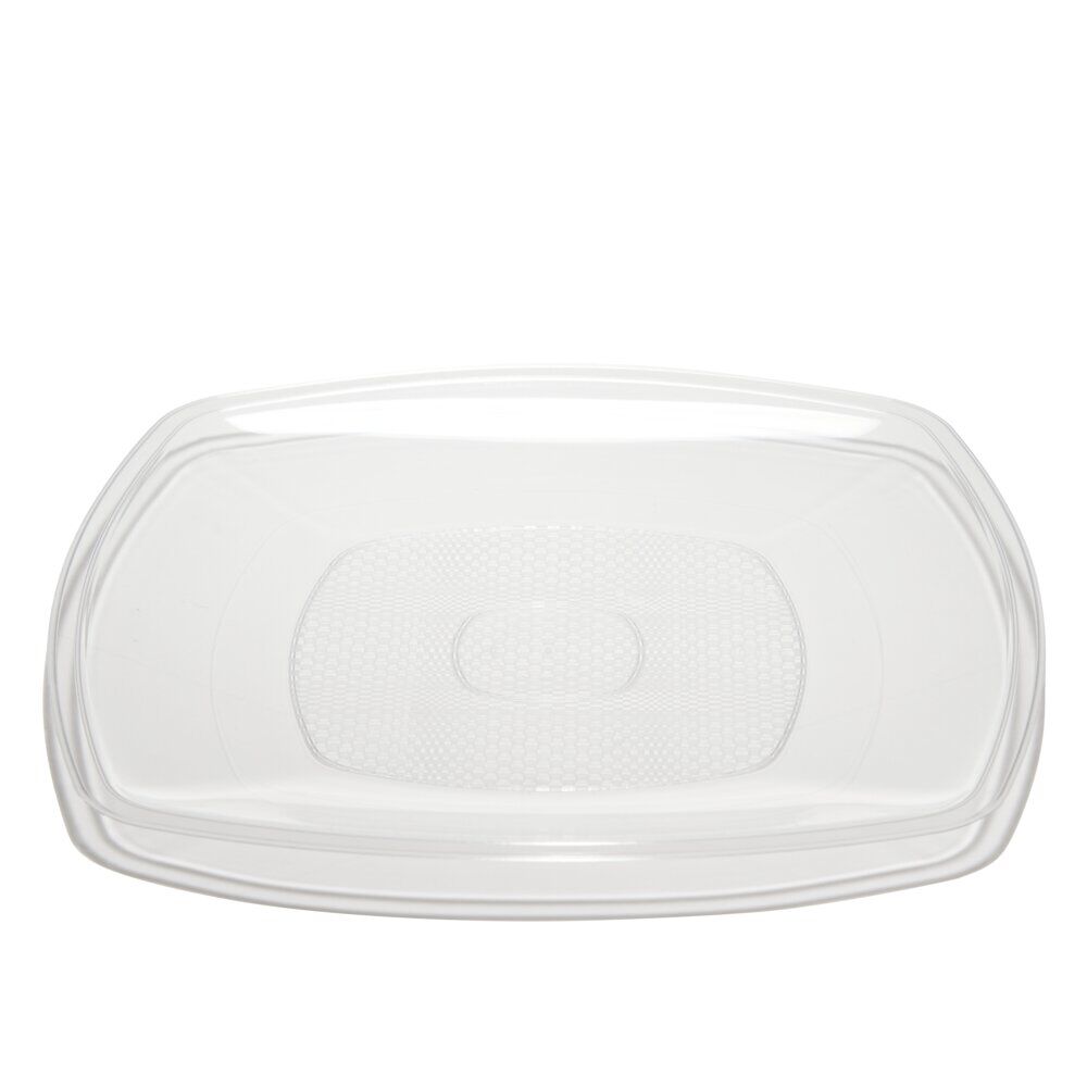 Lot de 6 assiettes carrées plastique transparent à bord arrondi 18,5x18,5 cm