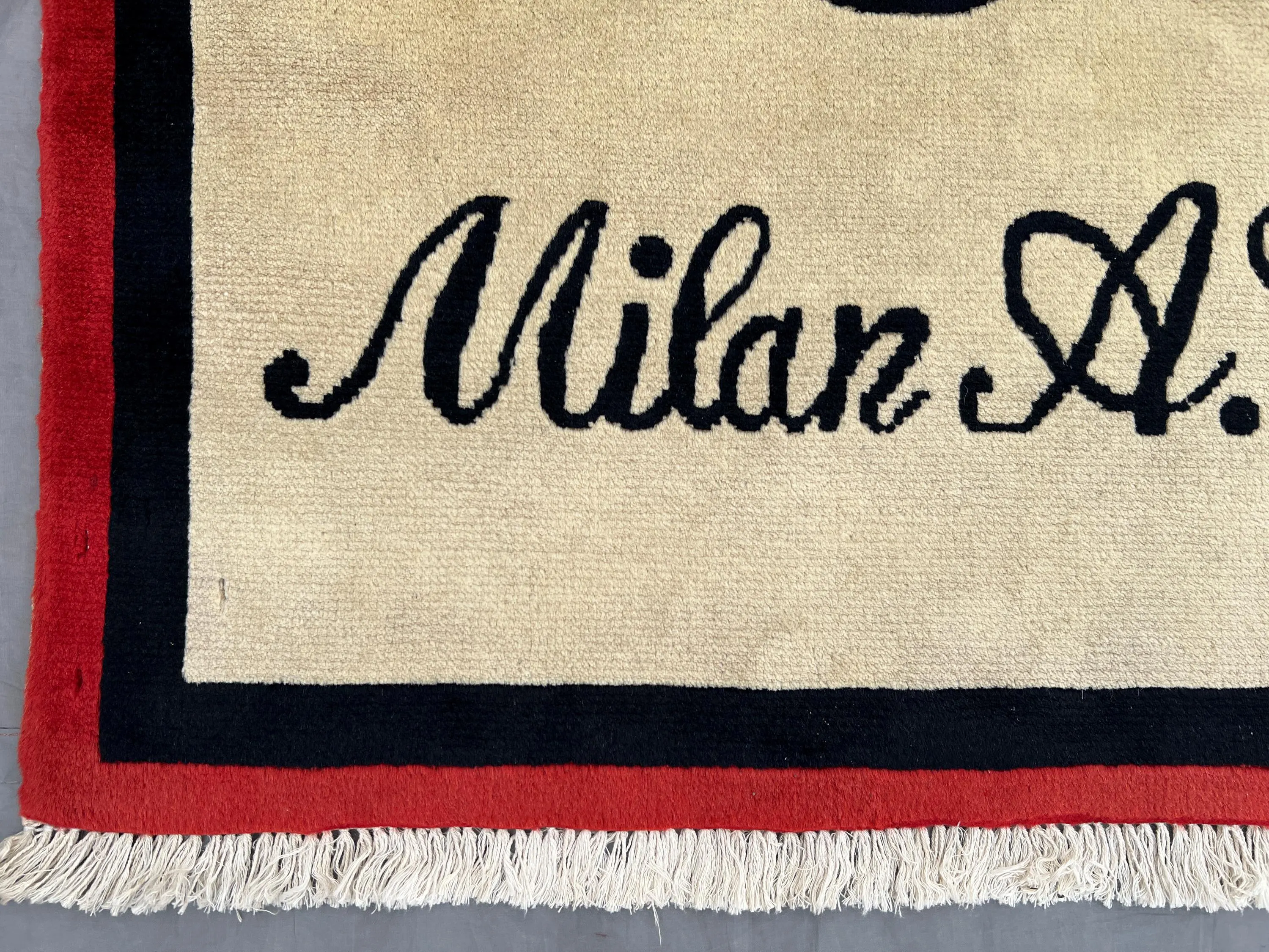 AC Milan Football Rug, Red Black Cream Soccer Fan Area Rug, 3.3 x 2.1 ft