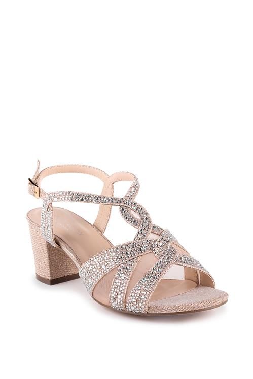 Paradox London Glitter 'Nadia' Wide Fit Block Heel Sandals