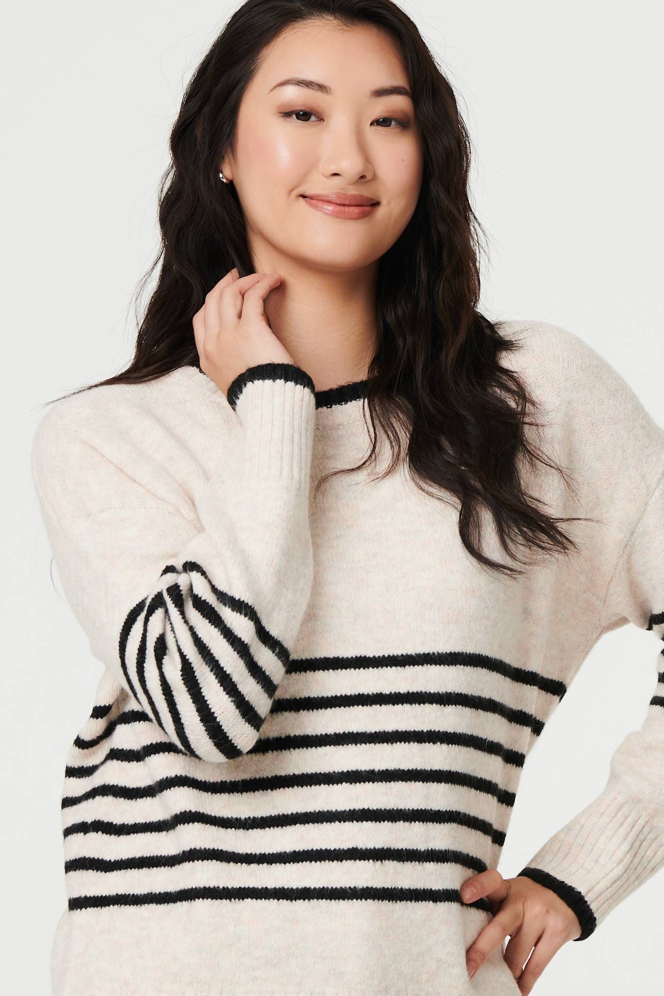 Izabel London Striped Relaxed Long Sleeve Jumper