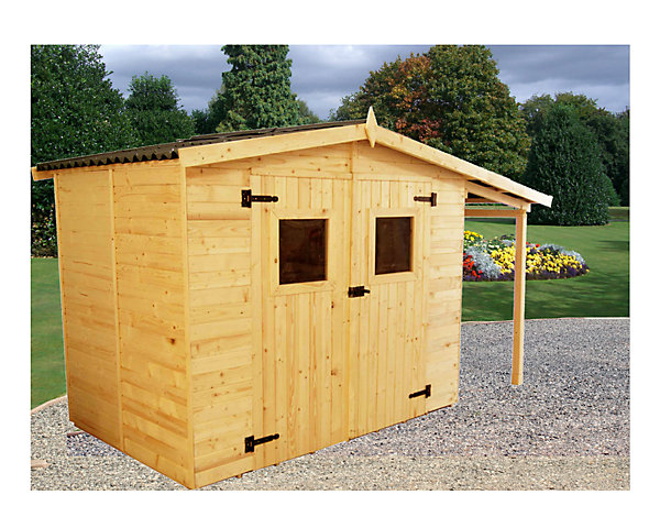 Abri en panneaux 3.70 m² avec plancher et bûcher. Habrita ED2416.01B