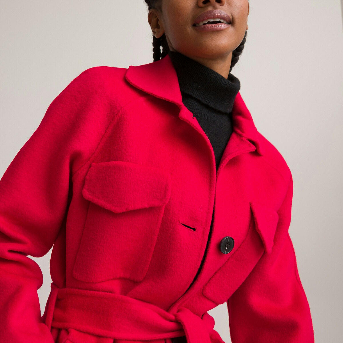 Manteau boutonné laine mélangée
