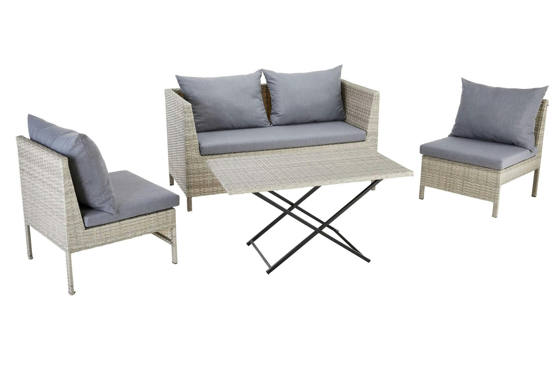 For Living Compact All-Weather Steel & Wicker Outdoor/Patio Conversation Set with Cushions, 4-pc